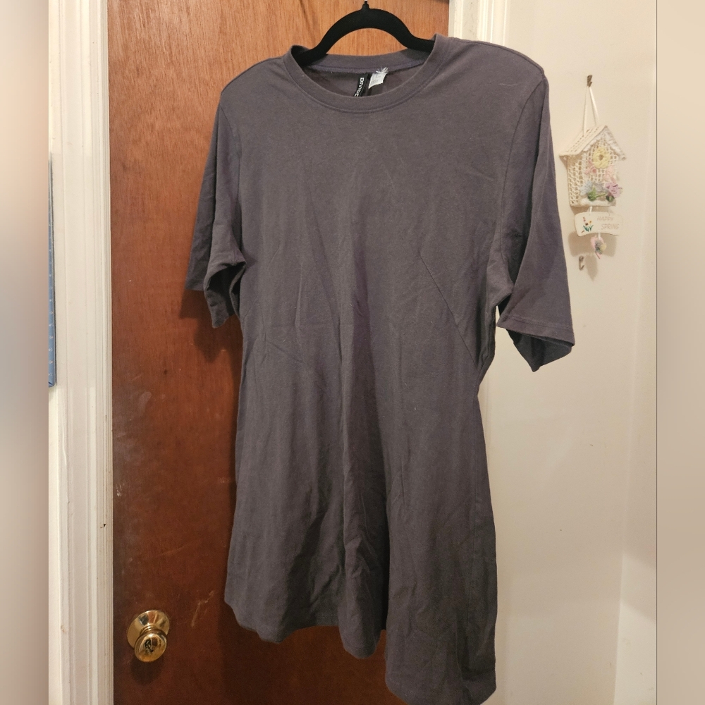 Divided Short Sleeve Skater Dress WITH Shoulder Pads